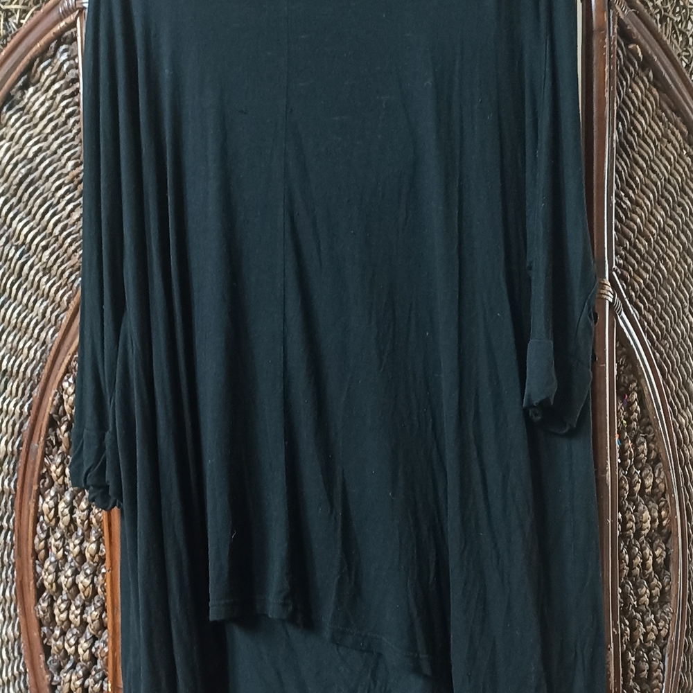 Asymmetrical Blue and Green Tunic with Relaxed Fit